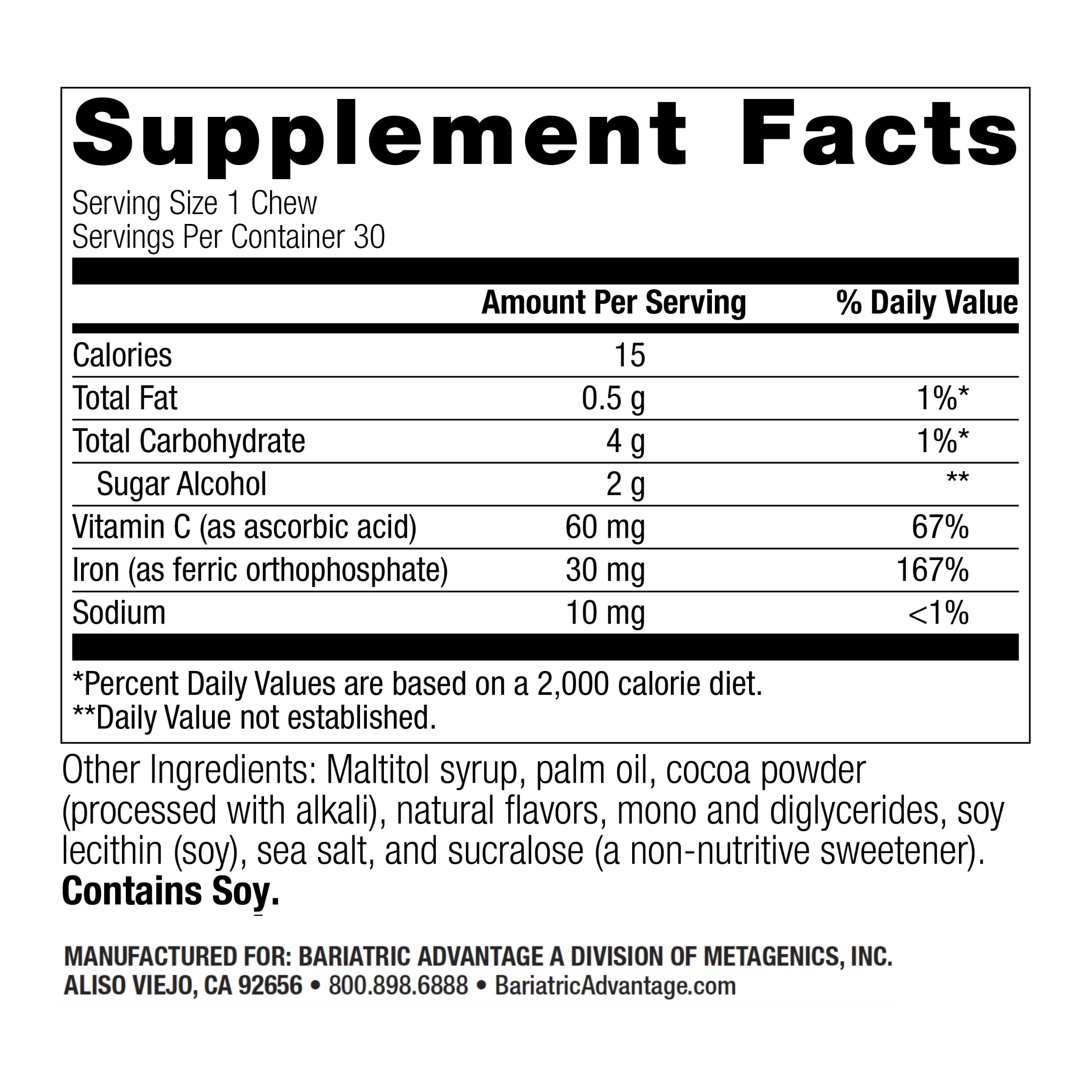 Close-up of Chocolate Raspberry flavored iron chewable