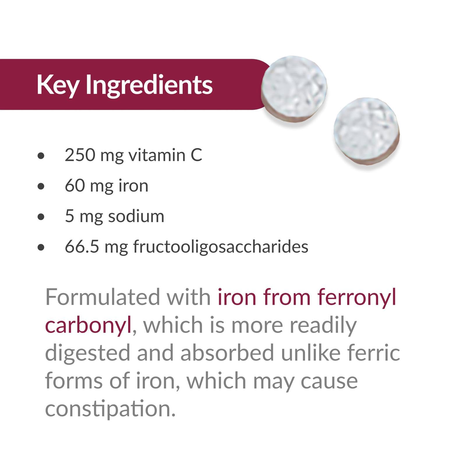 Lemon Lime flavor chewable iron bottle and label