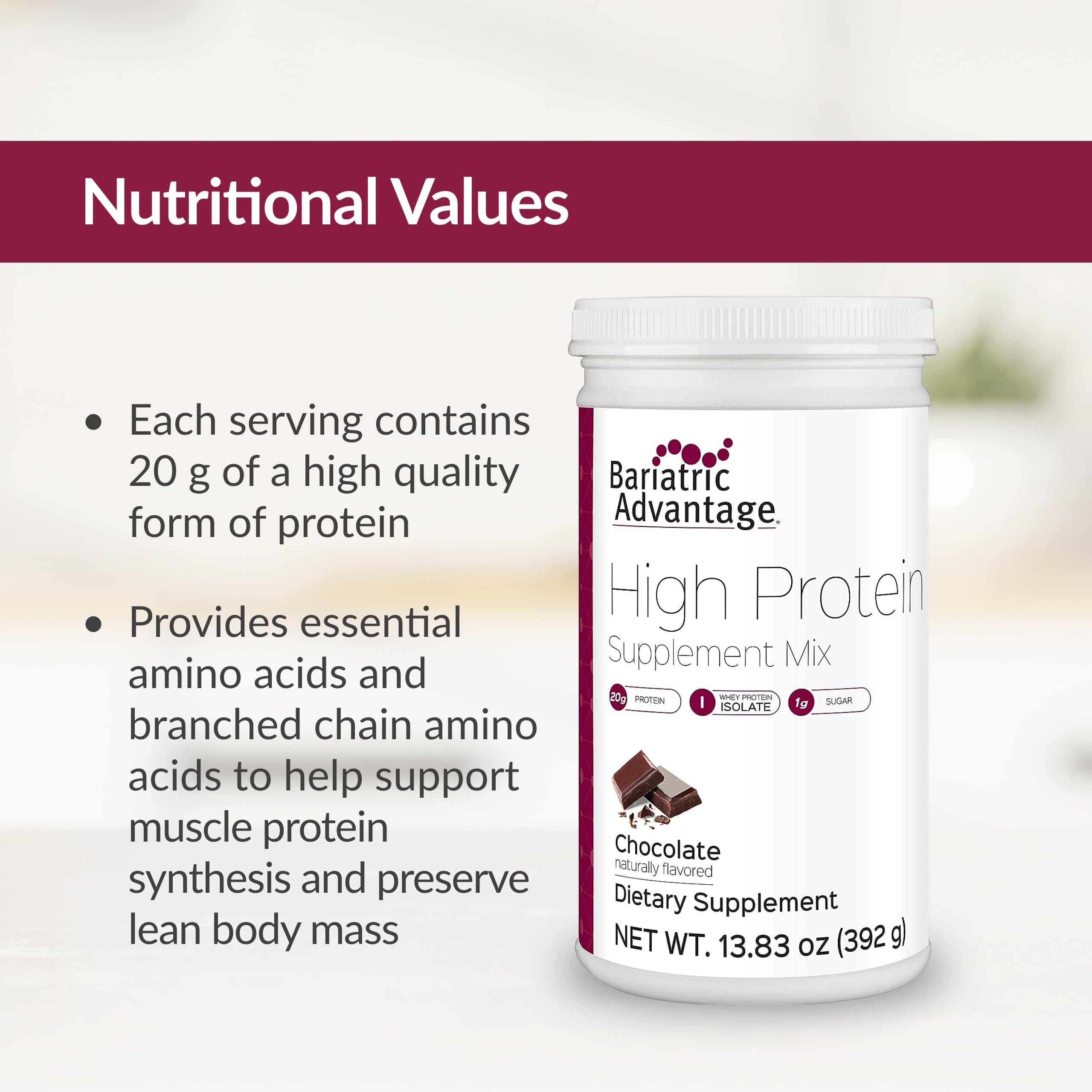 Bariatric Advantage low-sugar drink in a glass suggests easy sugar management in daily routines.