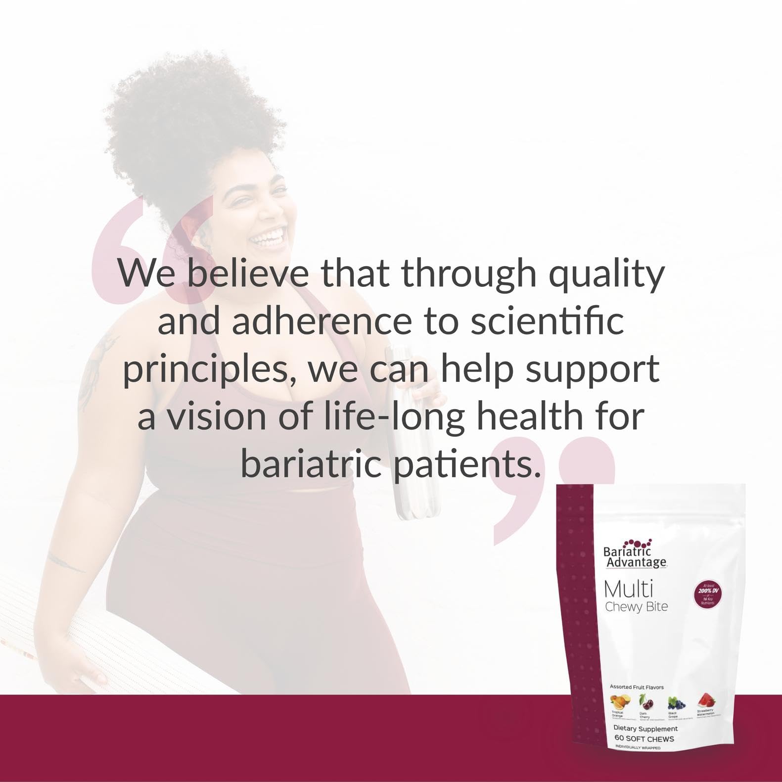 Lifestyle image of a person taking a chew after bariatric surgery