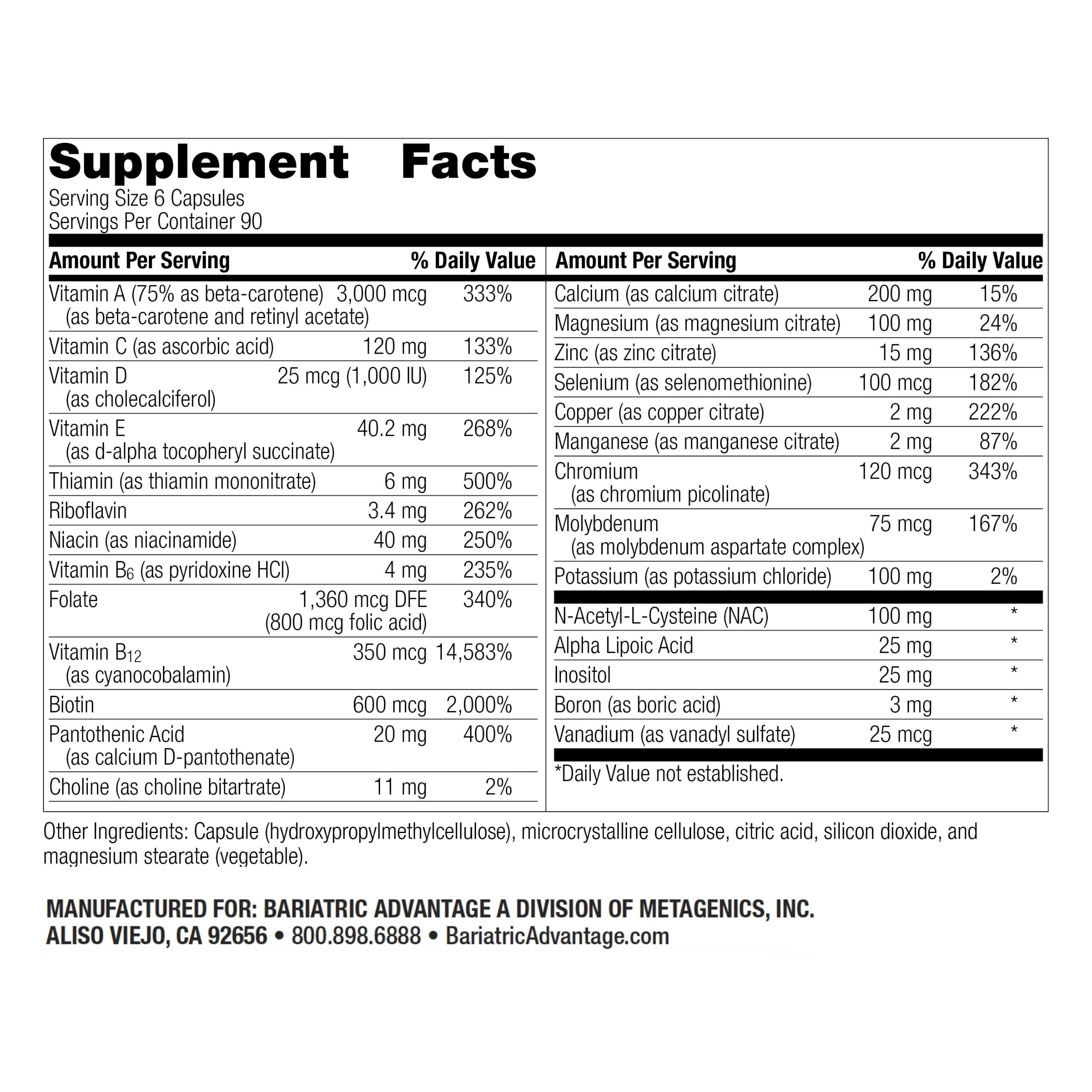 Front view of Bariatric Advantage 540-capsule bottle