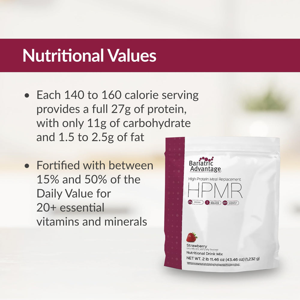 Bariatric Advantage pre- and post-procedure use shown as part of recovery nutrition.