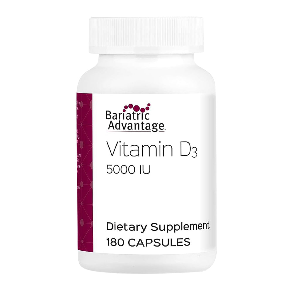Bariatric Advantage Vitamin D3 5000 IU bottle ready for daily bone support.