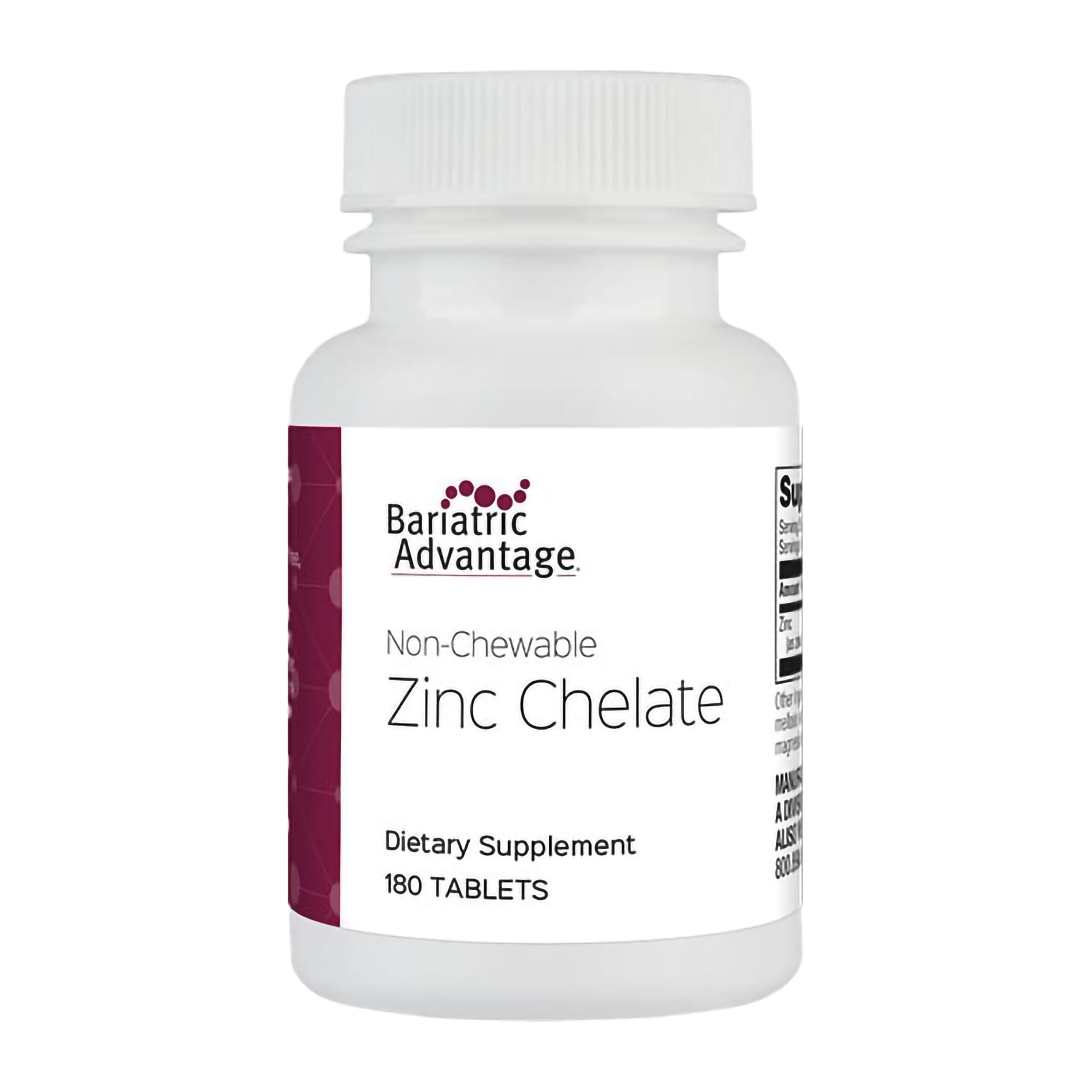 Bariatric Advantage Zinc Chelate 20 mg bottle label
