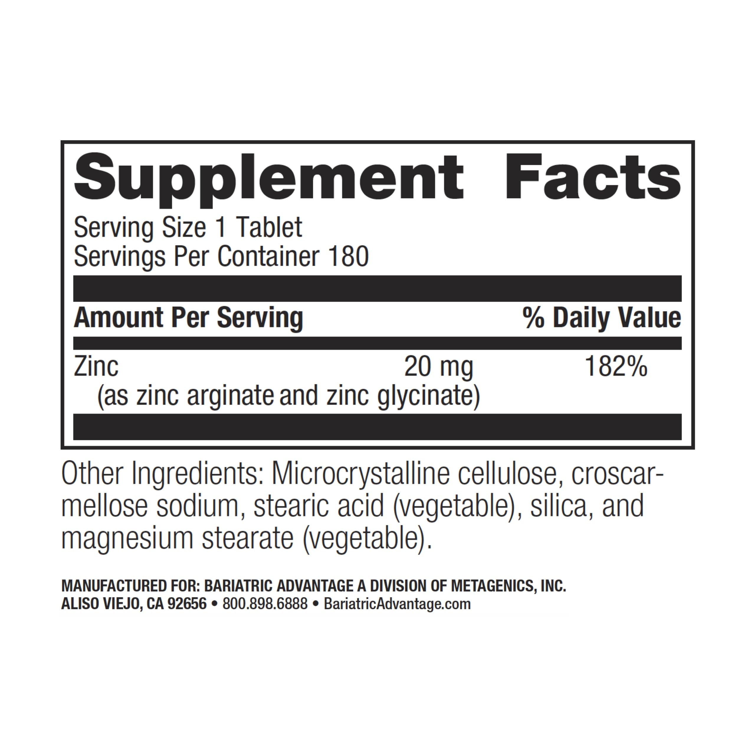 Close-up of non-chewable zinc chelate tablets