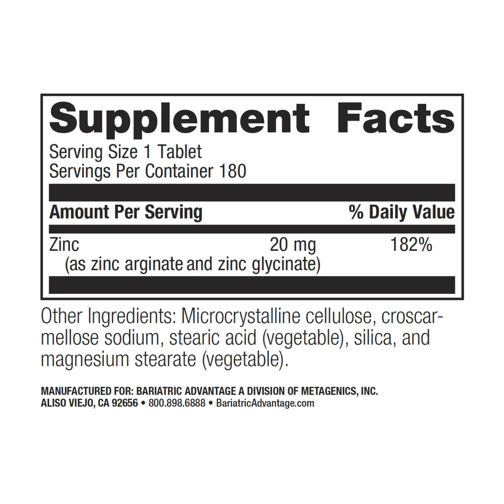 Close-up of non-chewable zinc chelate tablets