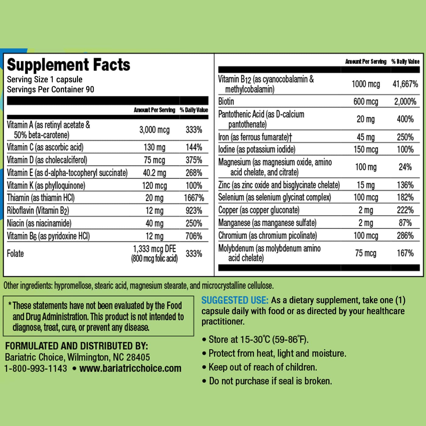 Bariatric Choice gluten-free icon on packaging signals suitability for sensitive digestion.