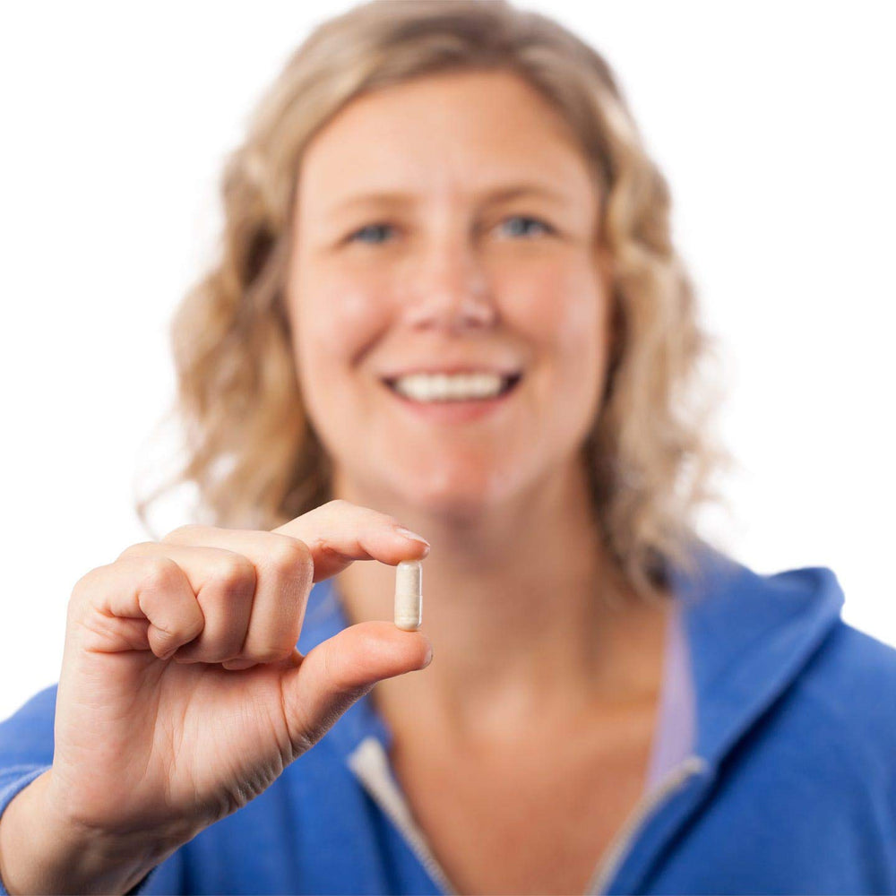 Bariatric Choice Once-Daily bottle shown with meal to indicate take with food.