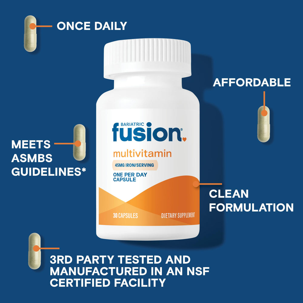 Bariatric Fusion multivitamin providing 21 essential nutrients for bariatric patients