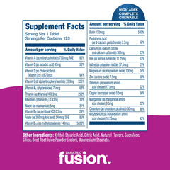 Nutrition facts panel for Bariatric Fusion Multivitamin