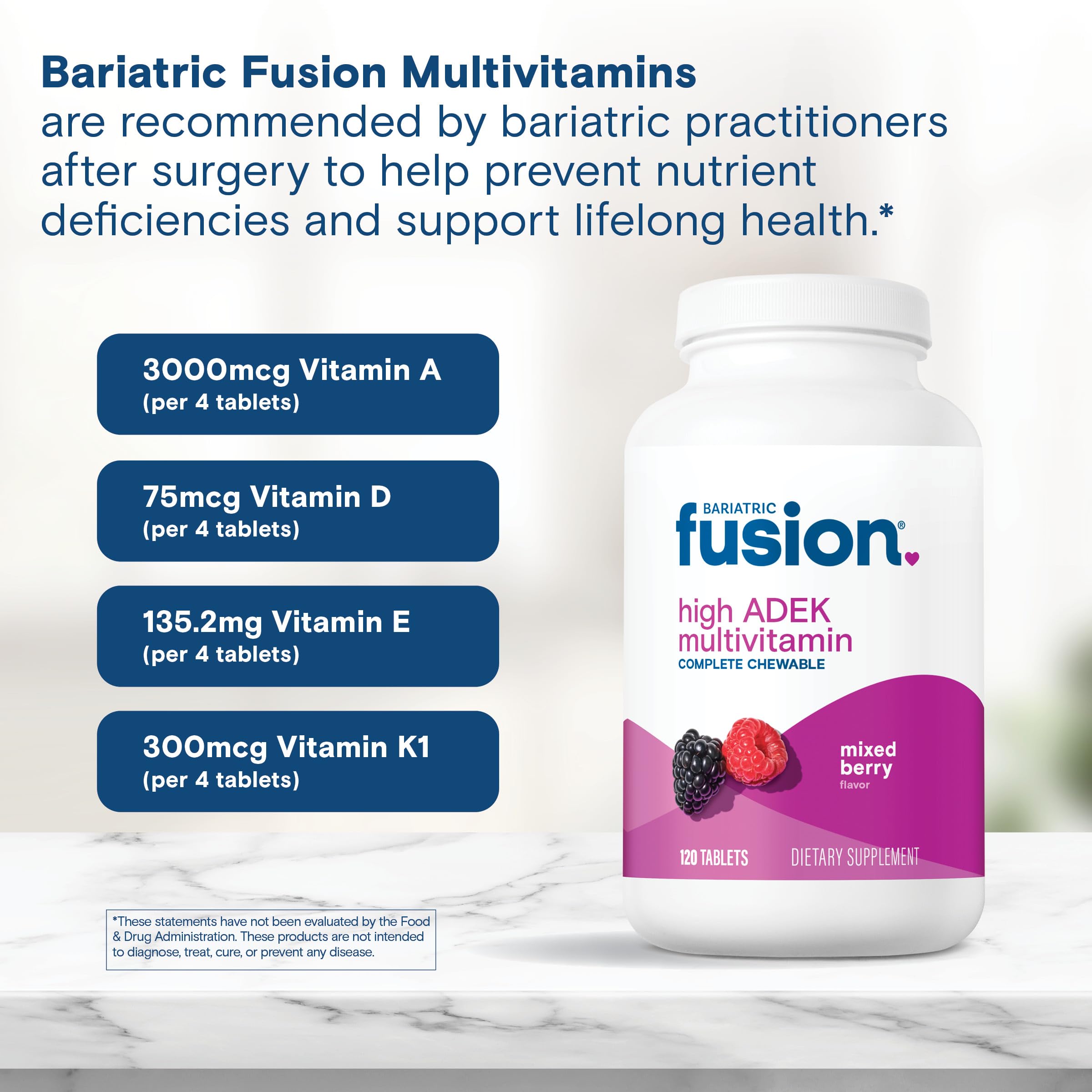 Made in USA label on Bariatric Fusion Multivitamin bottle