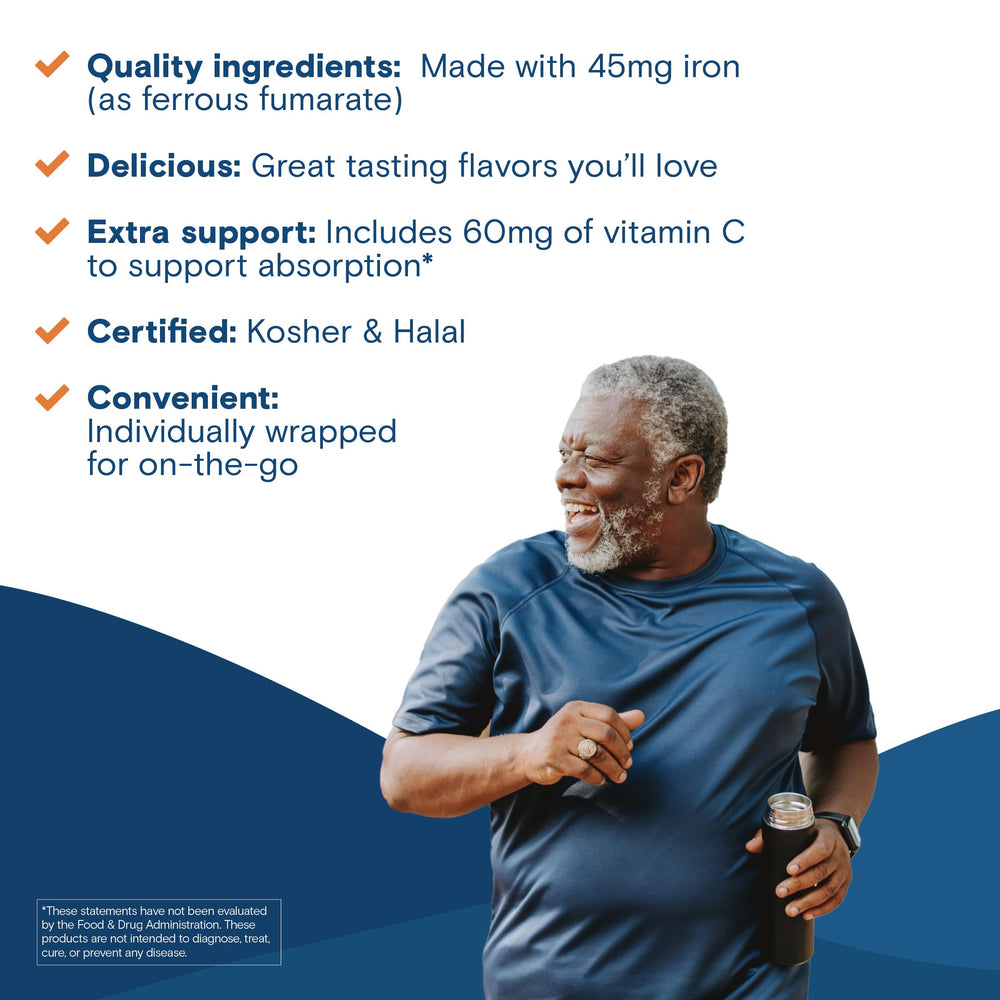 On-the-go individually wrapped iron chew