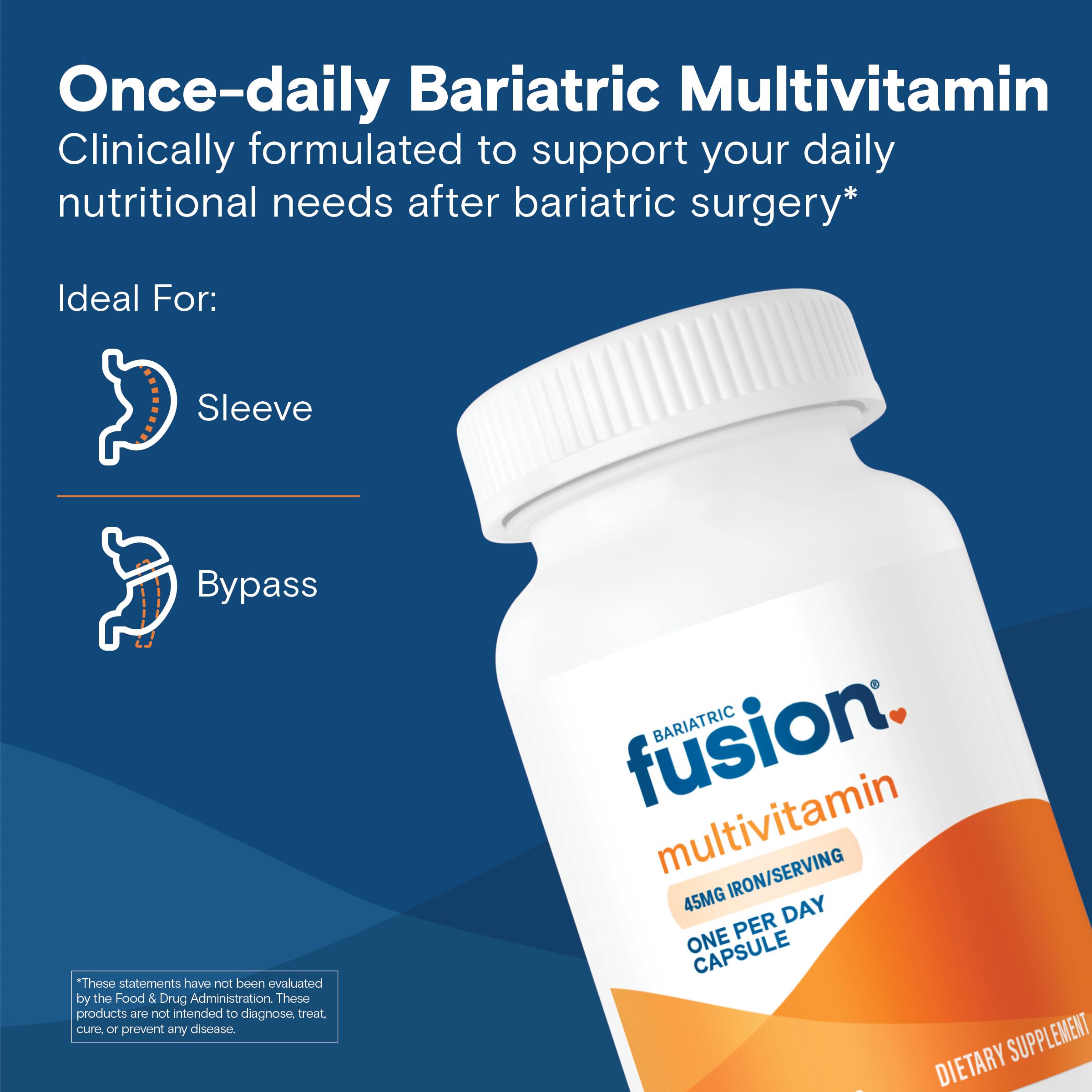Easy-to-swallow Bariatric Fusion multivitamin capsule with iron