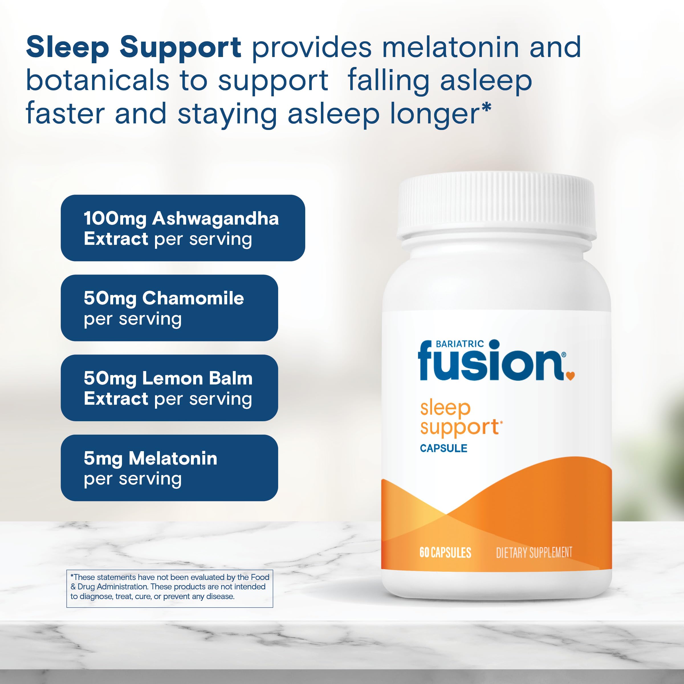 Chamomile and lemon balm ingredients in Bariatric Fusion Sleep Support