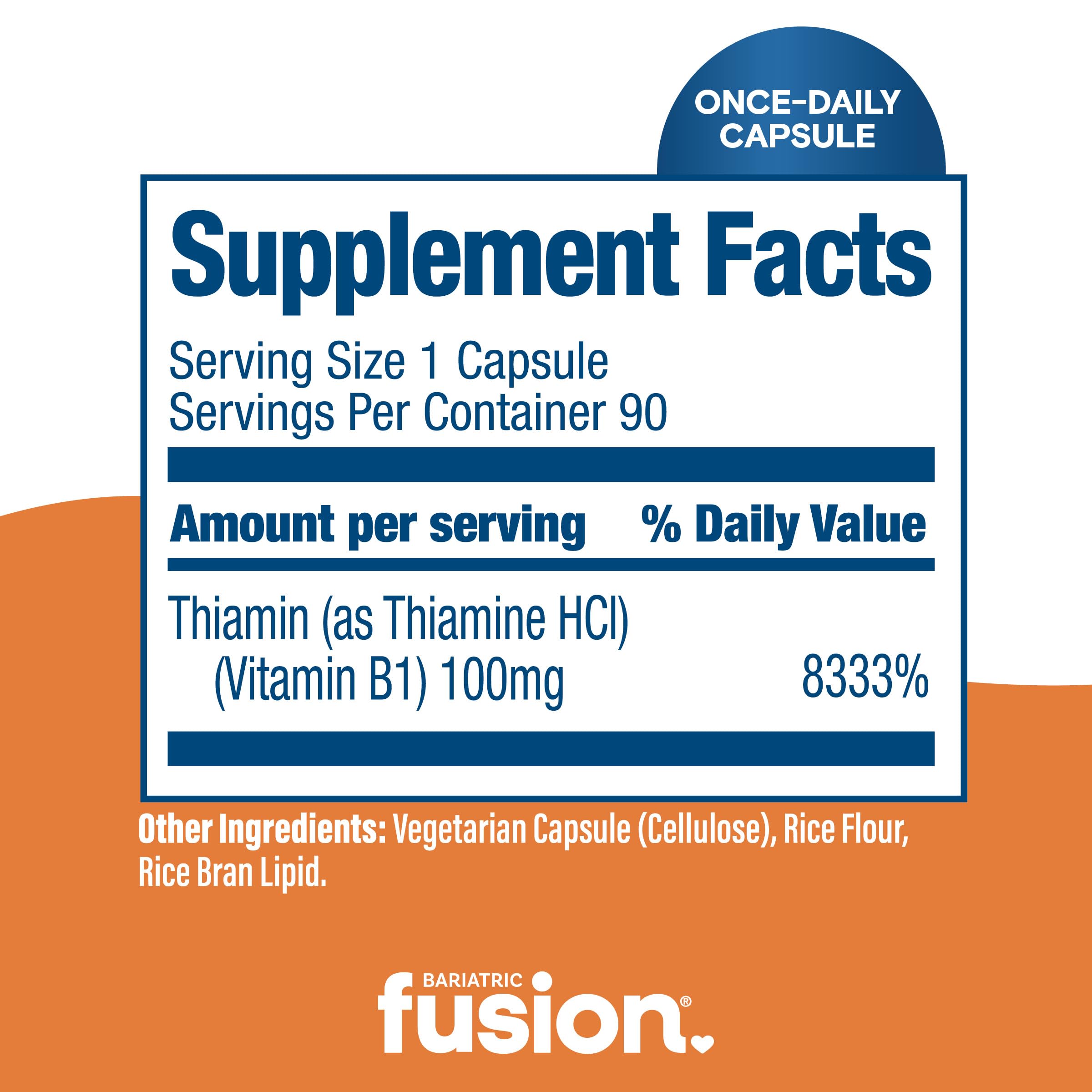 Each capsule contains 100 mg of Thiamin as thiamin mononitrate