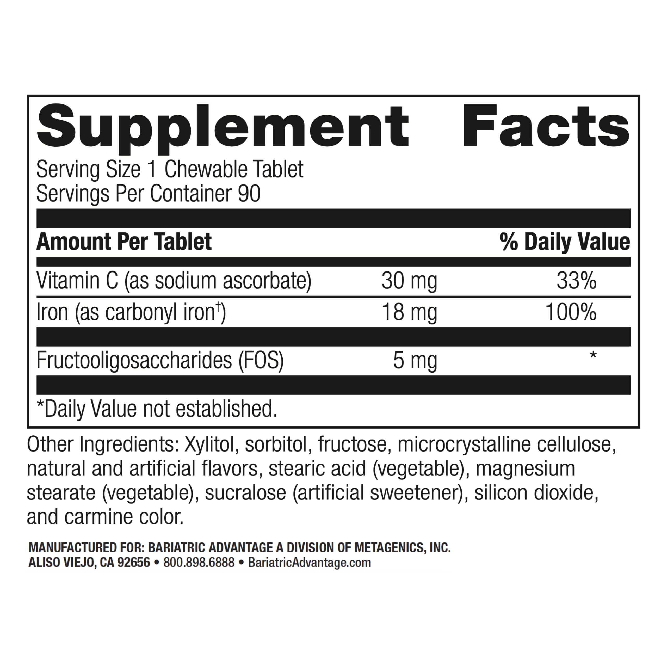 Strawberry flavored iron chewables packaging