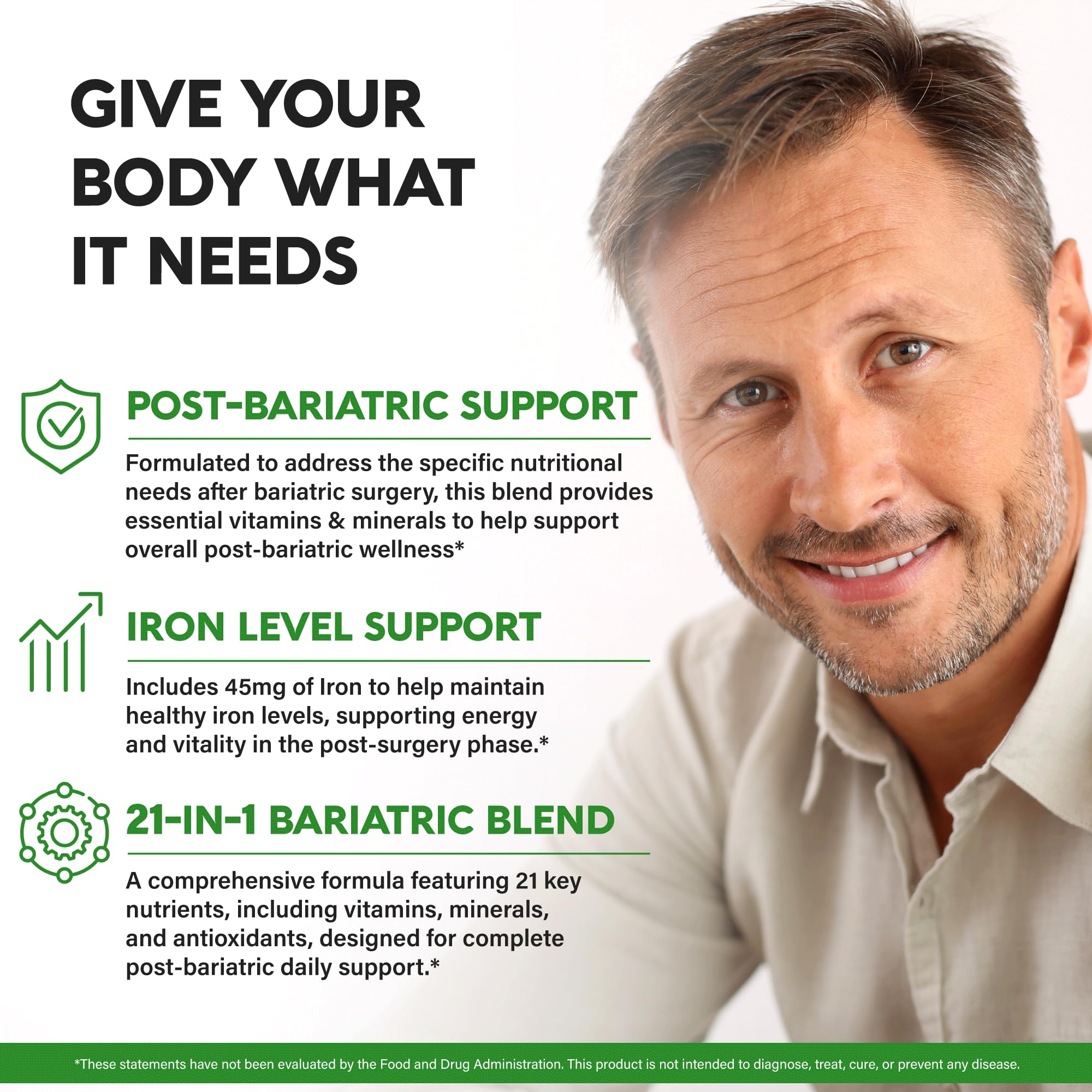 Front label of Bariatric Multivitamin with 45 mg iron