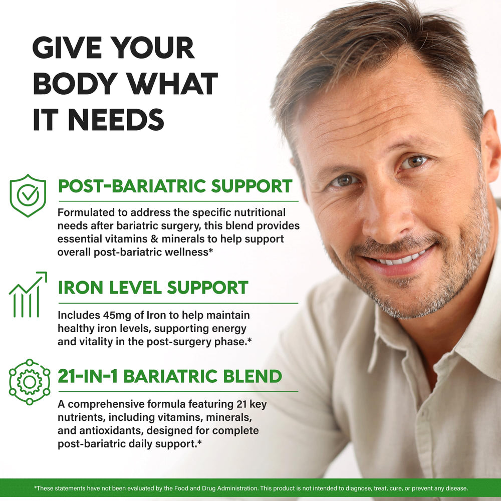 Front label of Bariatric Multivitamin with 45 mg iron