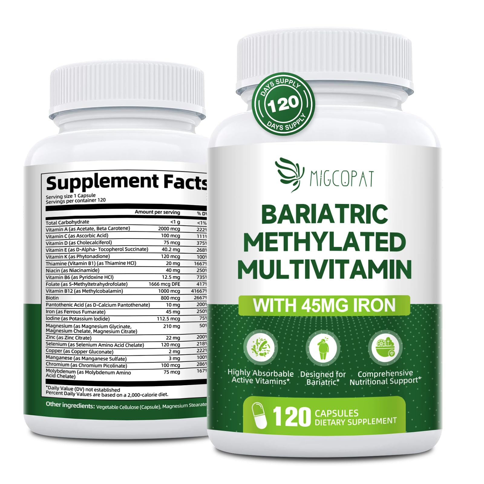 Bariatric multivitamin bottle with iron 45mg – 120 capsules