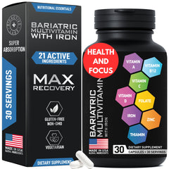 Bariatric multivitamin bottle with 30 capsules