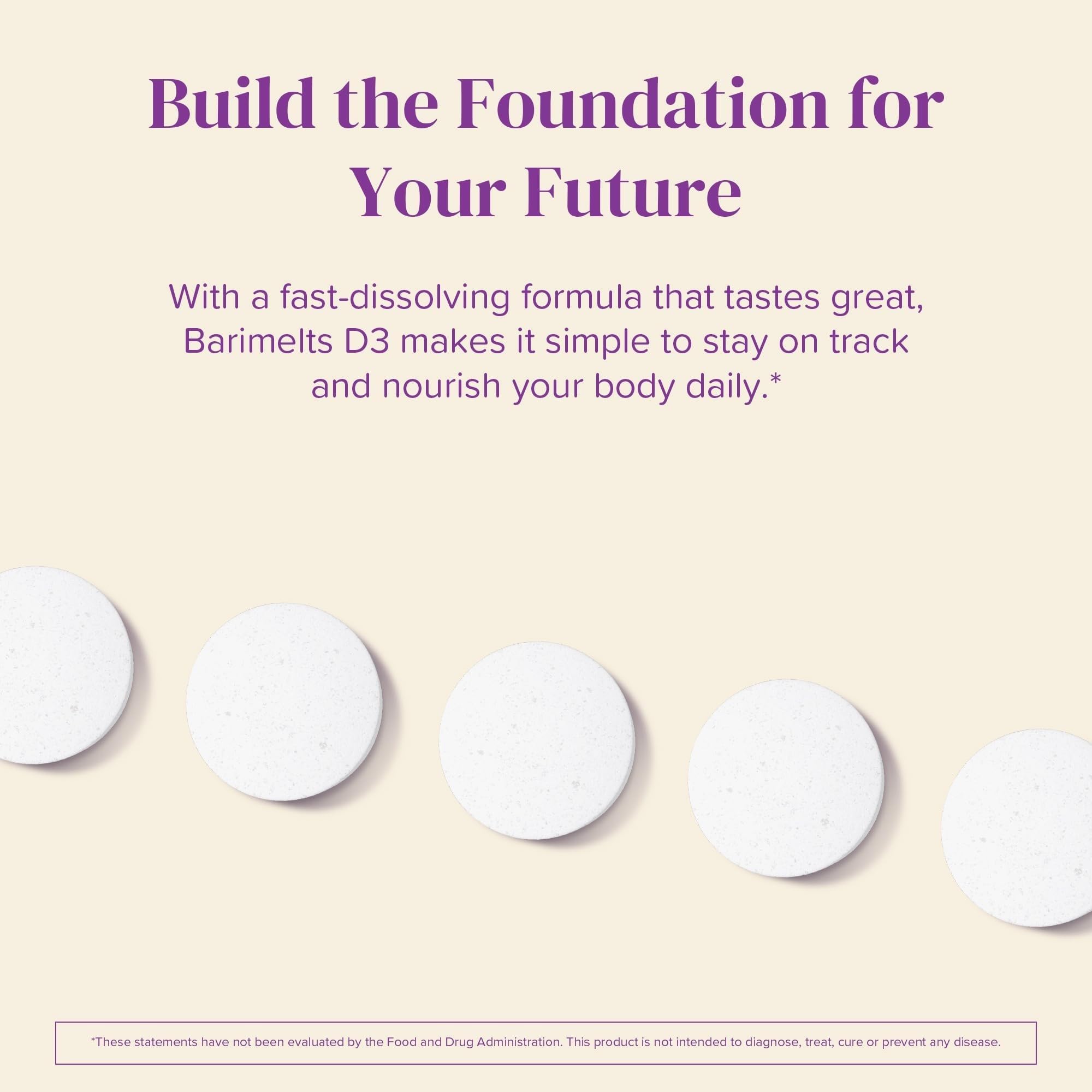 BariMelts next to a coin to show tablet size and portable convenience