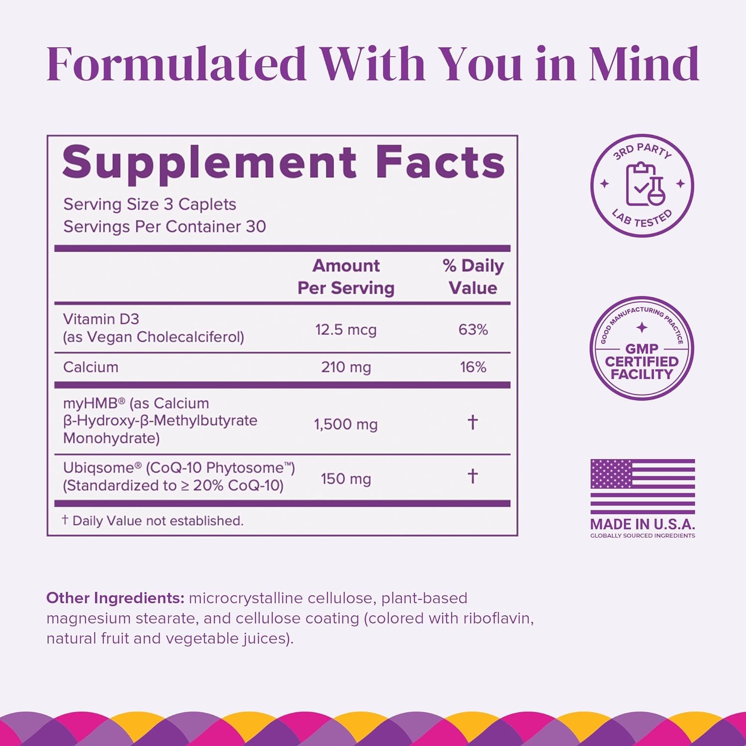 Front view of Barimelts HMB Muscle Shield bottle with caplets