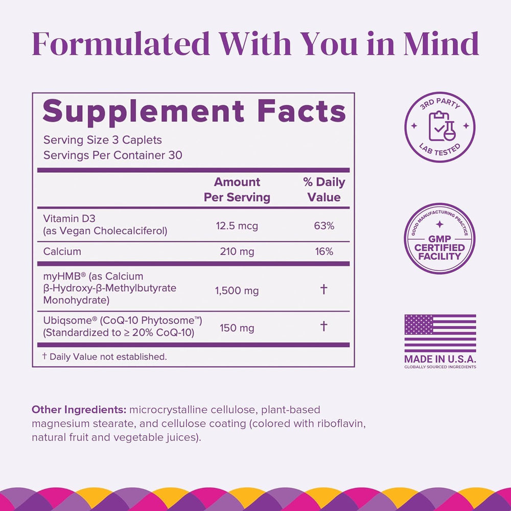 Front view of Barimelts HMB Muscle Shield bottle with caplets