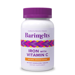 Barimelts iron tablets in orange flavor front view