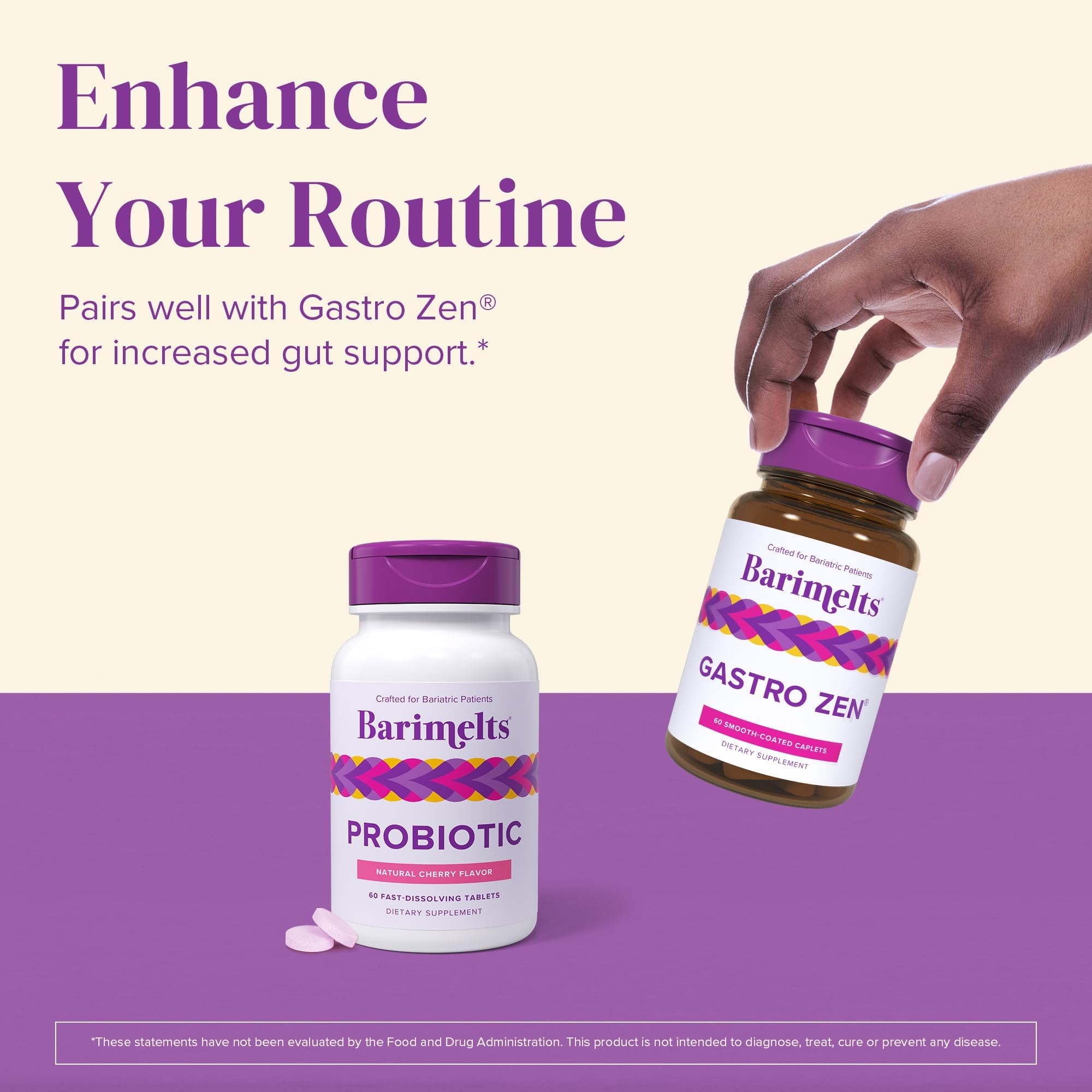 Barimelts Probiotic 2-month supply packaging with bottle