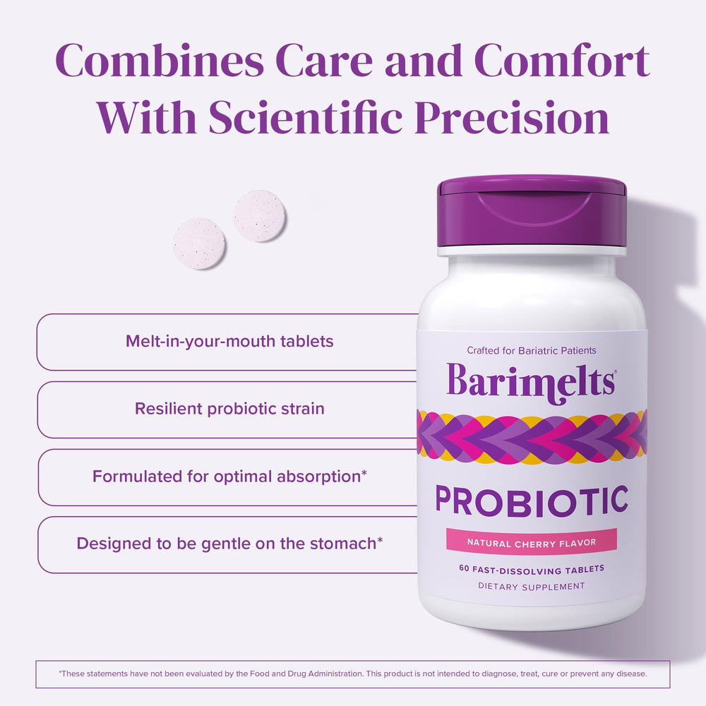 Close-up of Barimelts Probiotic bottle label and details