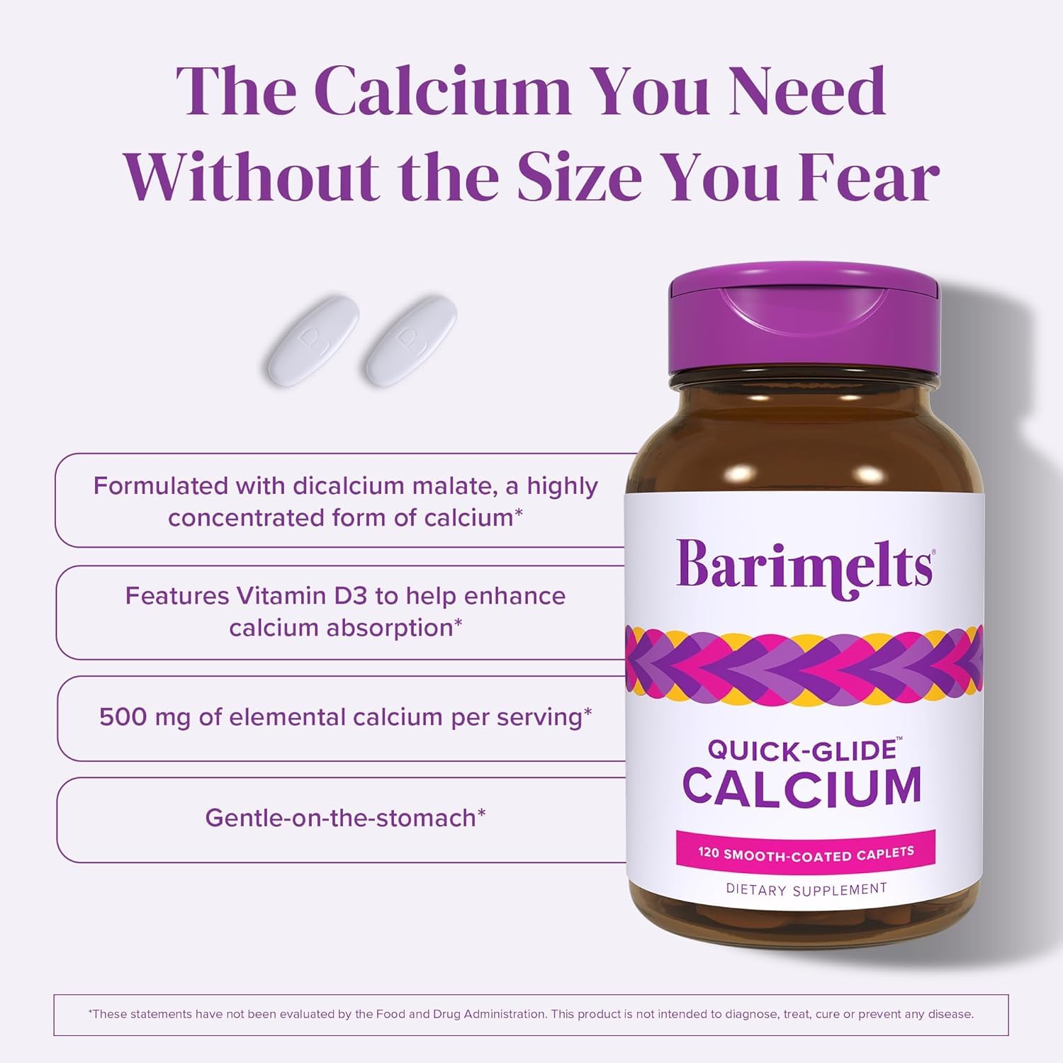 Serving shows 500 mg calcium per caplet with Vitamin D3