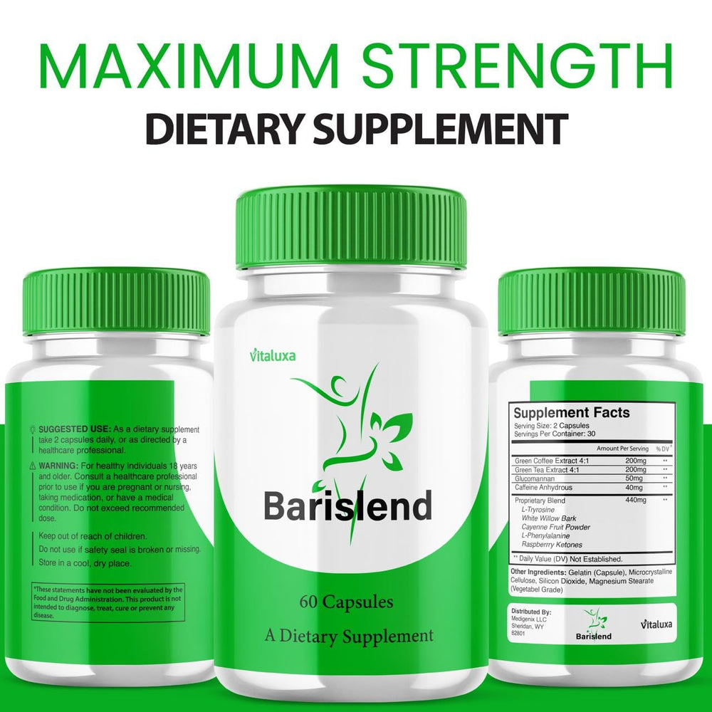 Barislend packaging and capsules on white background