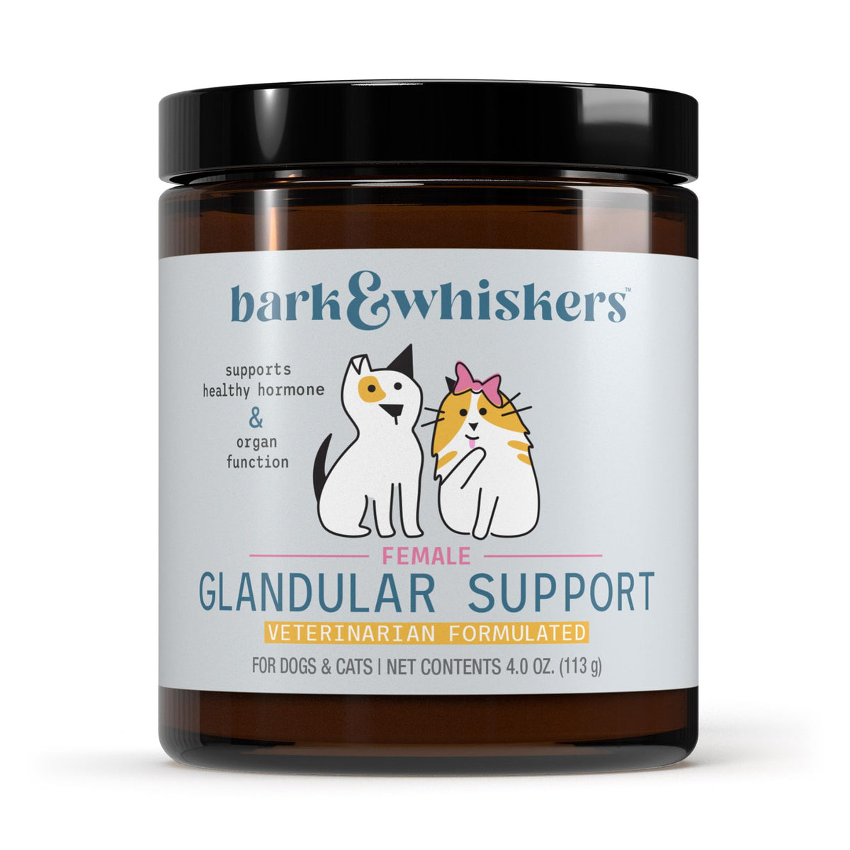 Front of Bark & Whiskers Female Glandular Support bottle 4 oz