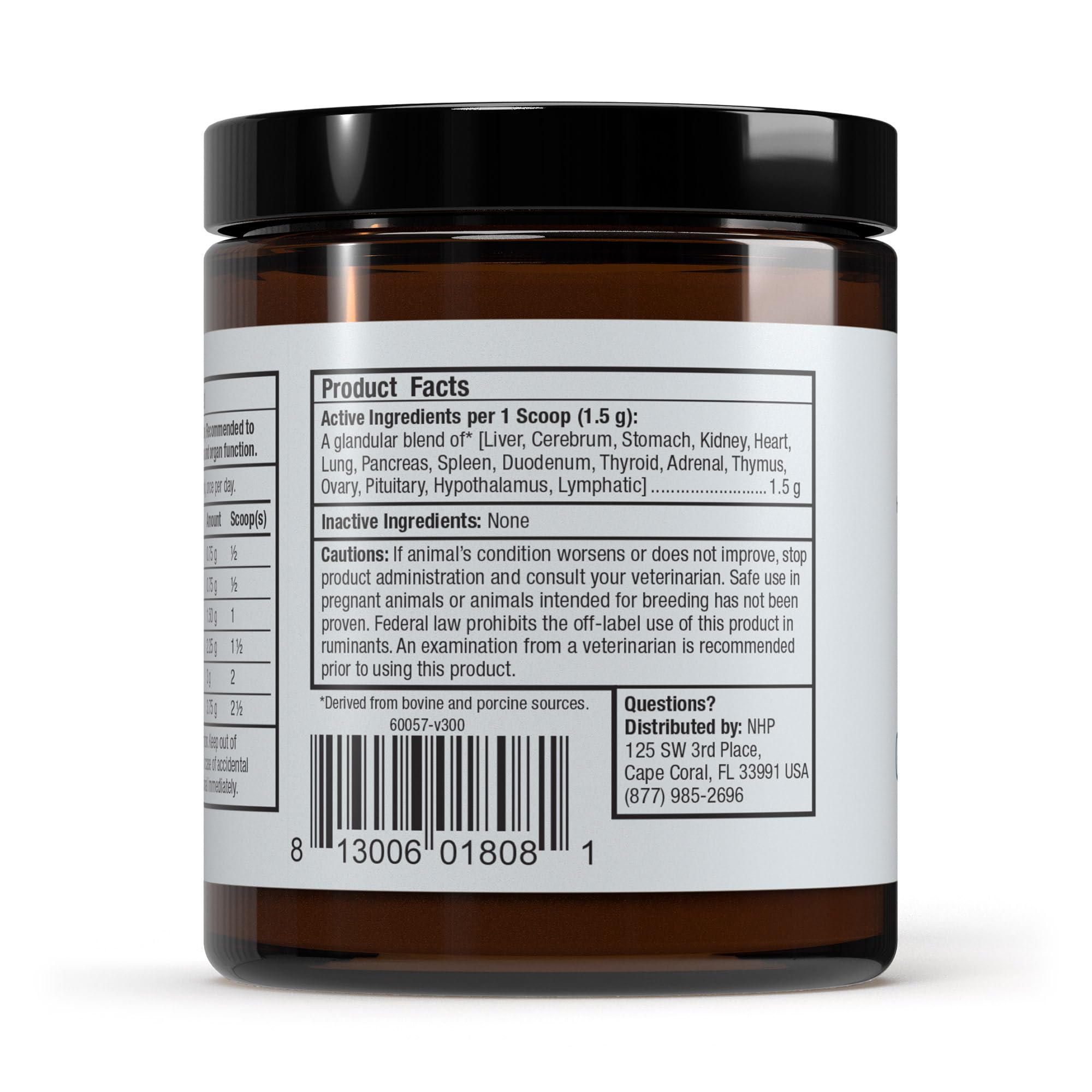 Close-up of Bark & Whiskers Glandular Support label