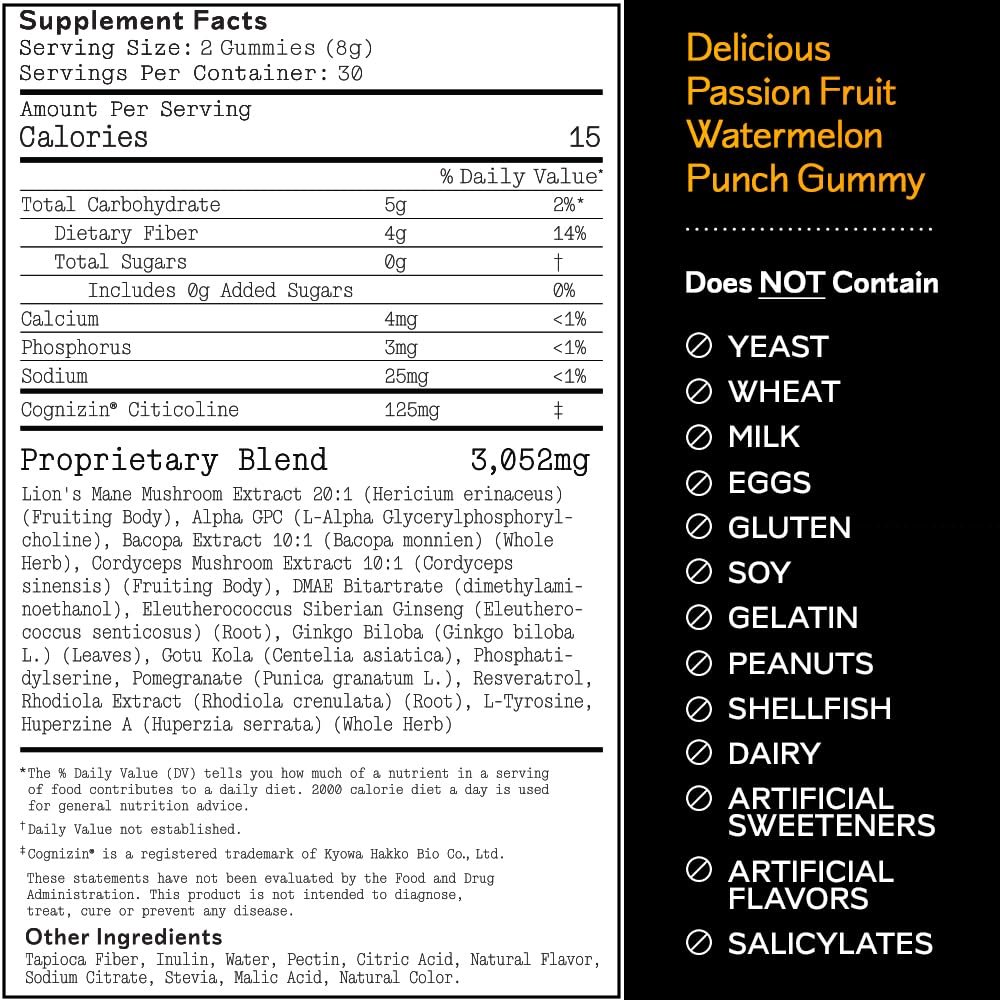 Gummies with Lion’s Mane and Cordyceps imagery