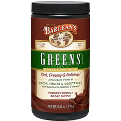 Barlean's Chocolate Greens Powder front label