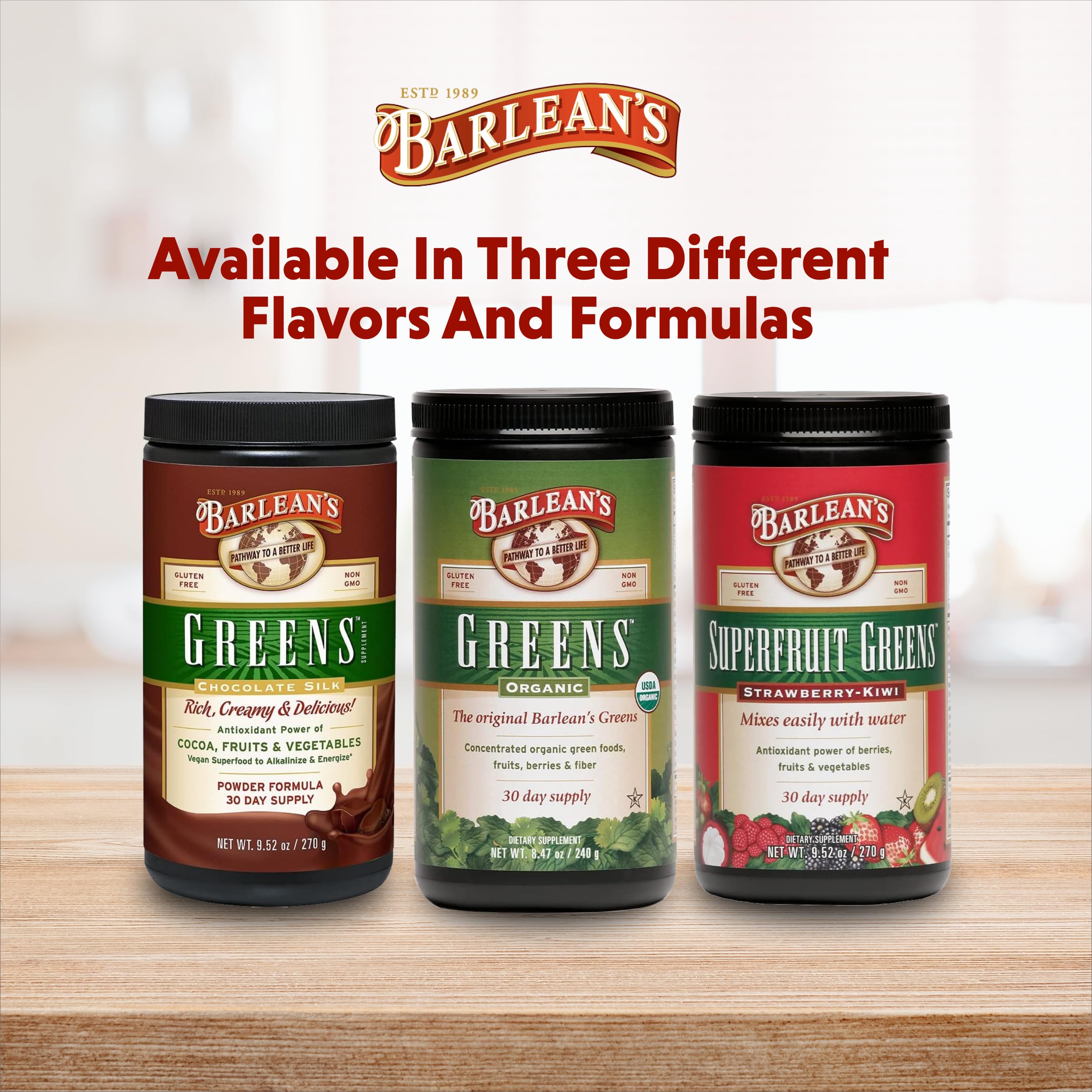 Barlean's Greens Powder manufactured in the USA