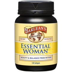 Barlean's Essential Woman supplement bottle for hormone balance