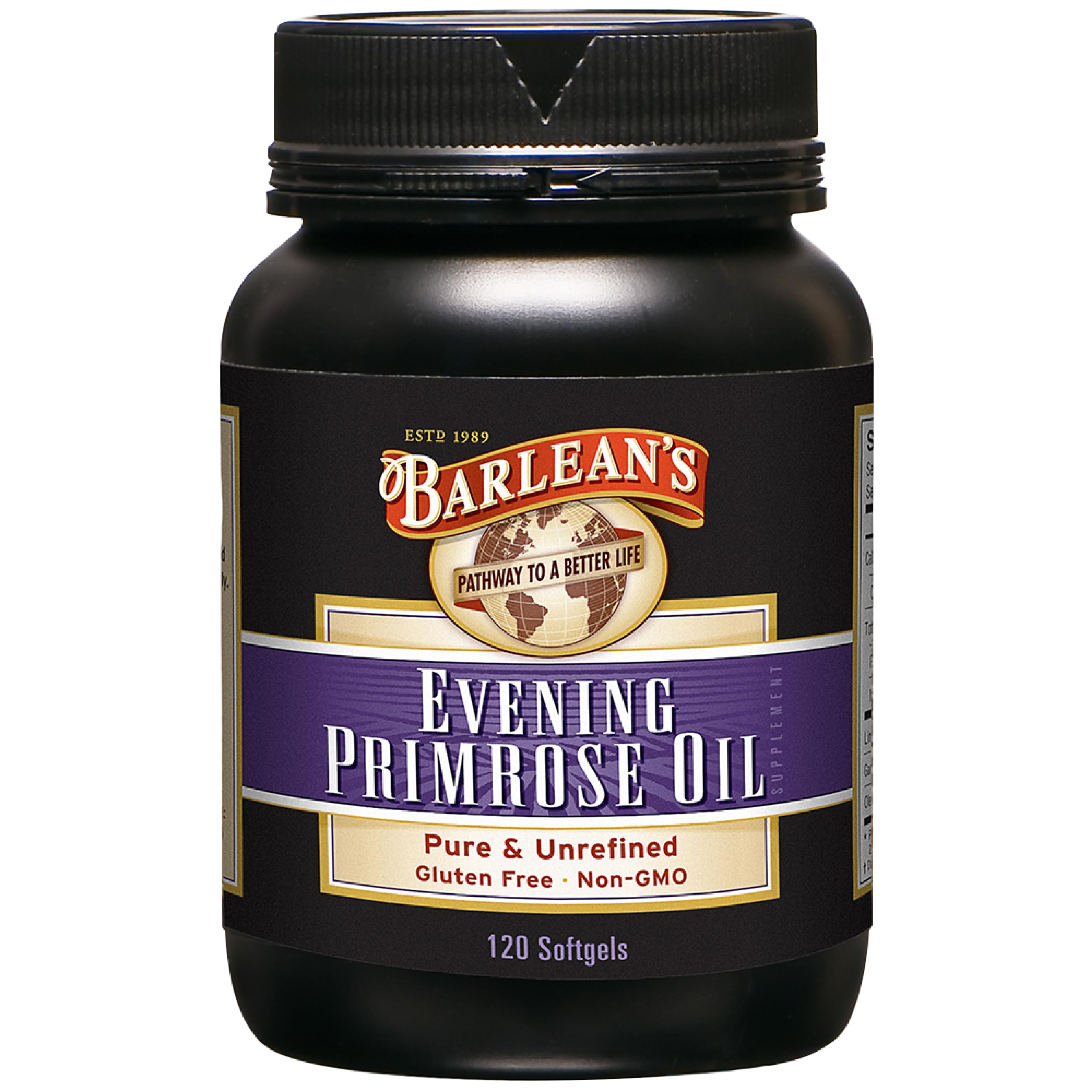 Barlean's Evening Primrose Oil Capsules bottle with 120 softgels