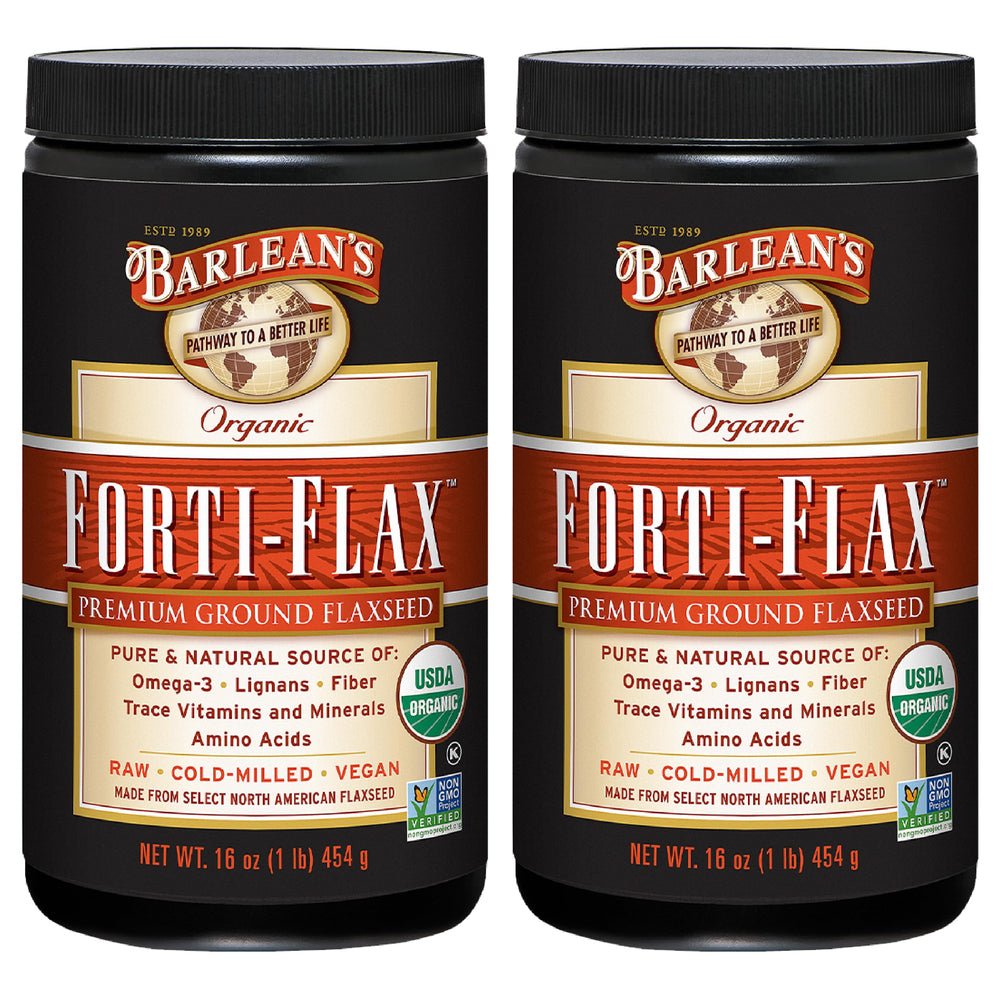 Barlean's Forti-Flax Organic Ground Flaxseed 16 oz 2-pack front label