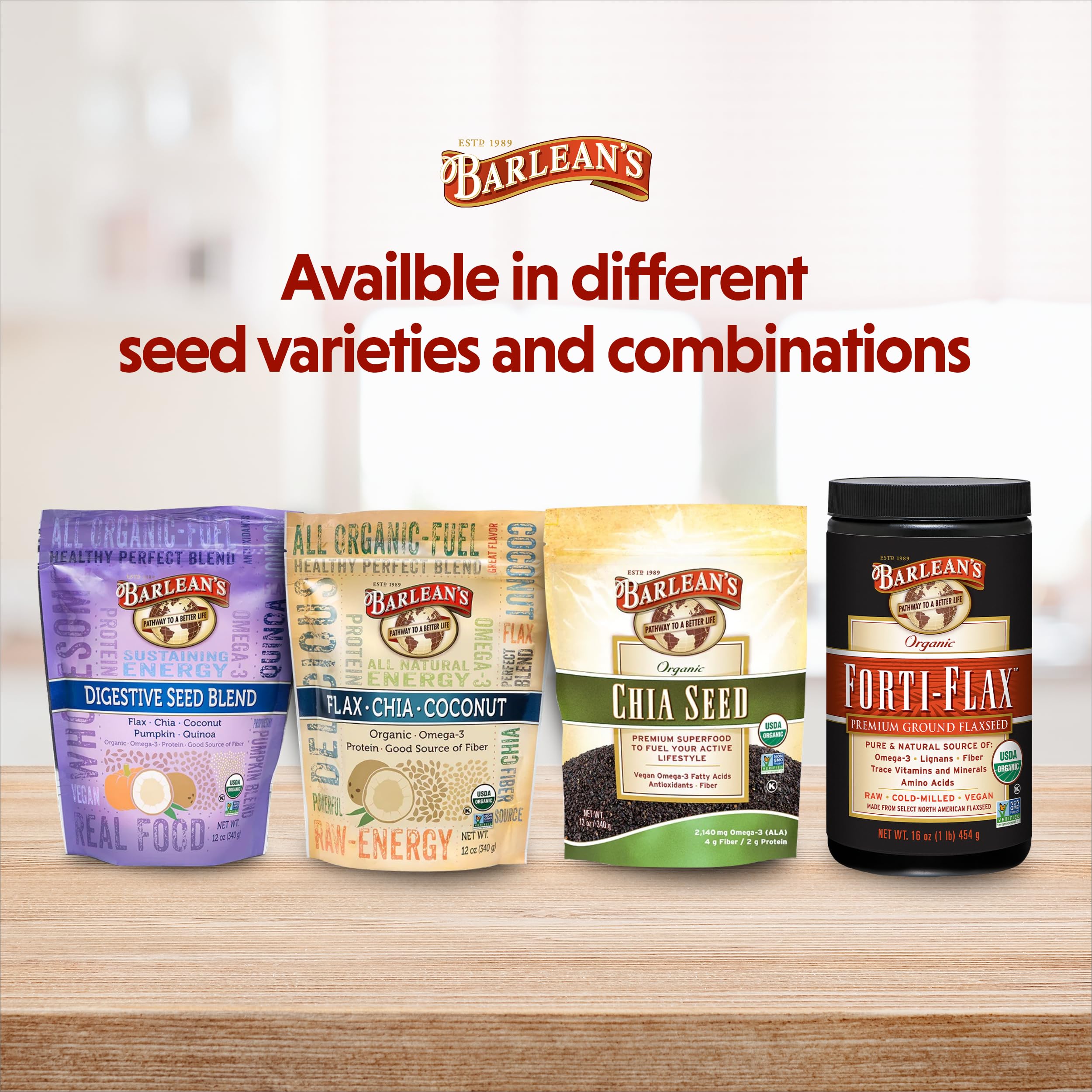 Proudly made in the USA banner on Forti-Flax packaging