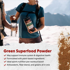 Ingredients including spirulina flax and turmeric in Barlean's greens