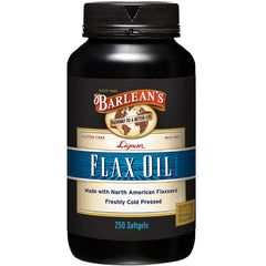 Barlean's Lignan Flaxseed Oil Softgels bottle with 250-count label