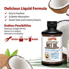 Back label of Barlean's MCT Oil Coconut Flavor bottle
