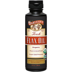 Barlean's Organic Flaxseed Oil bottle, 8 oz, front view