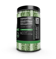 Close-up of barley grass capsules highlighting single-ingredient