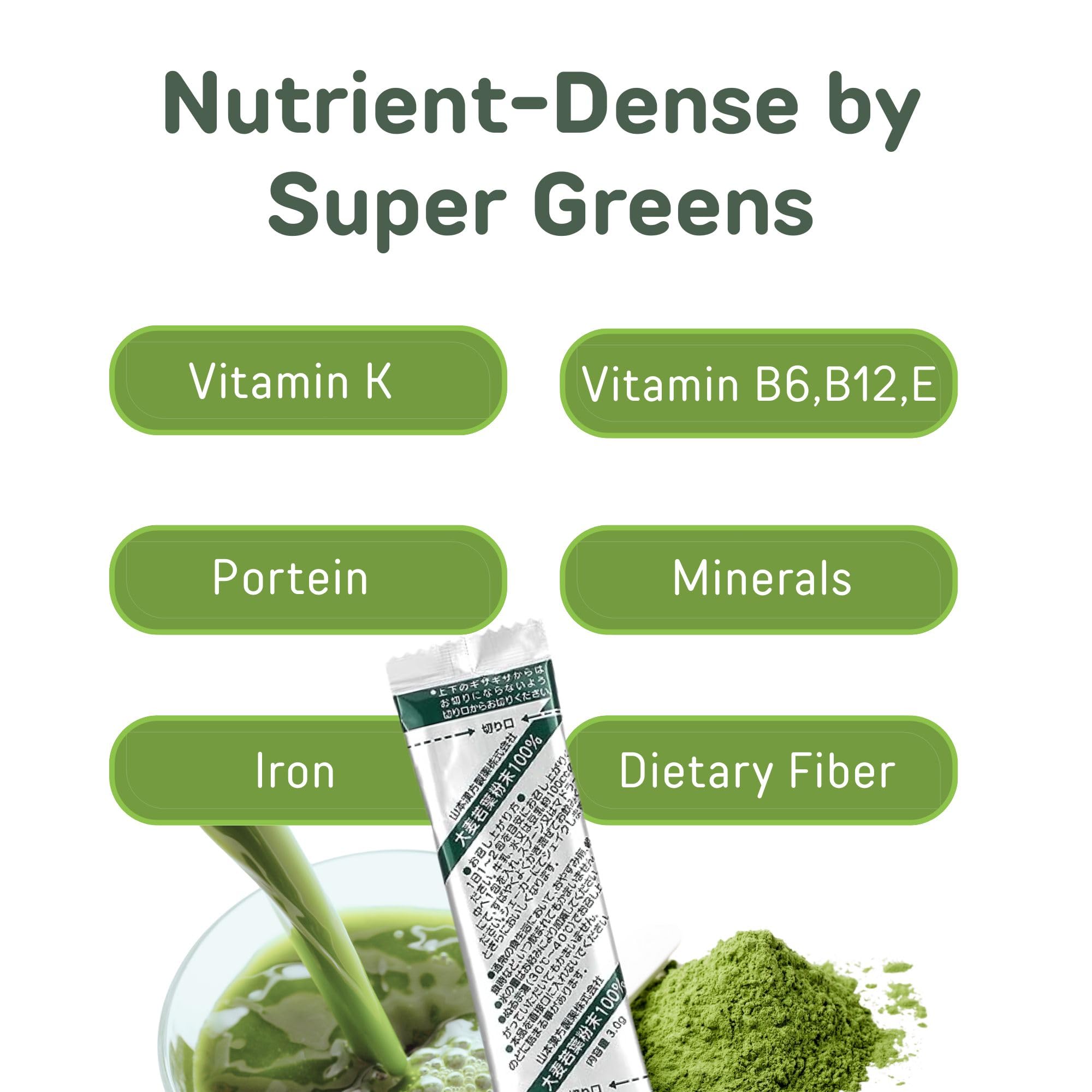 Barley grass juice powder showing minerals and vitamins
