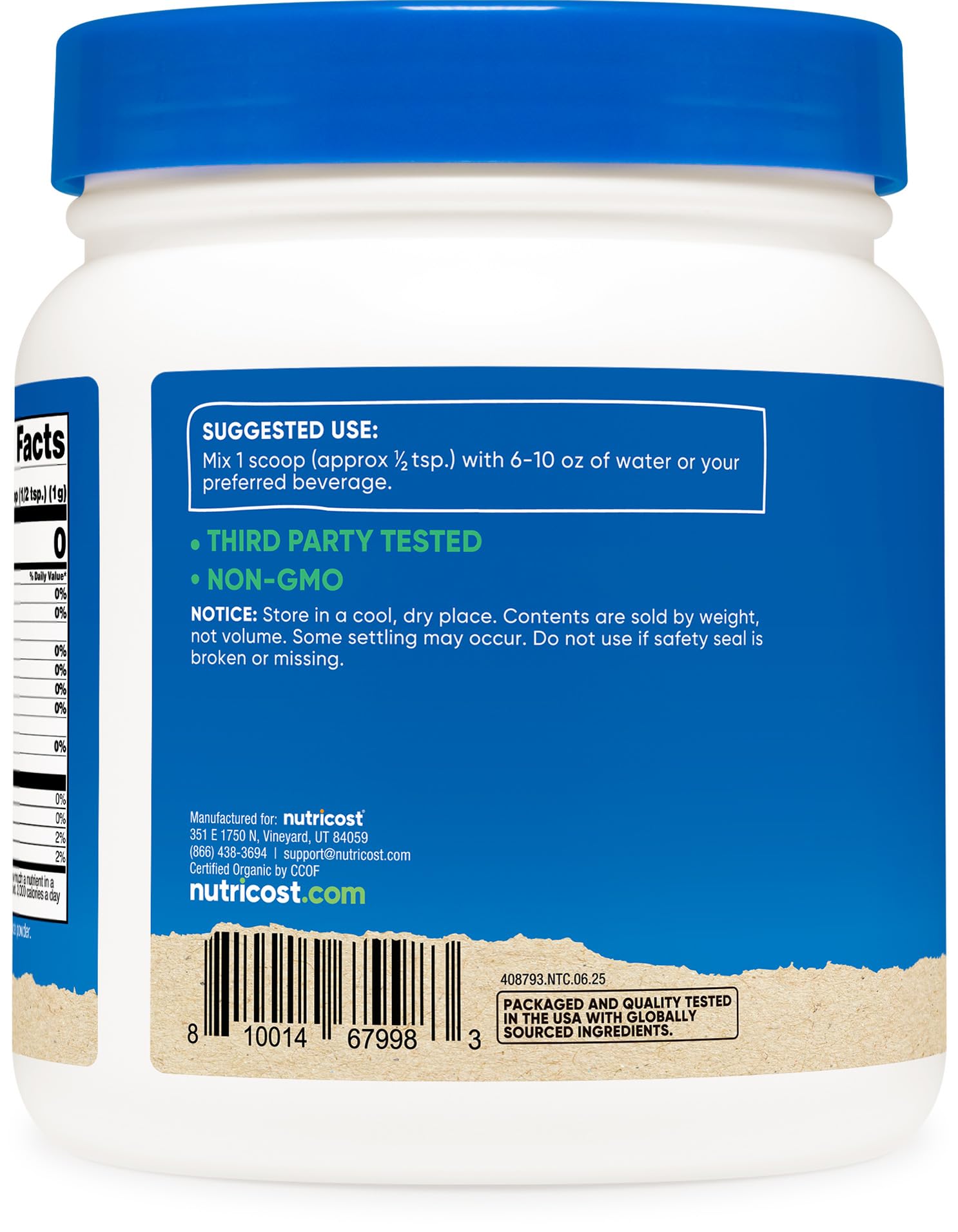 Measuring scoop with barley grass juice powder and 1 lb packaging