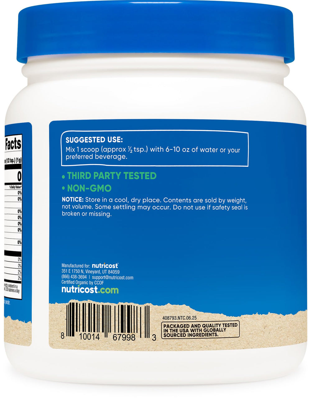 Measuring scoop with barley grass juice powder and 1 lb packaging