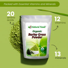Close-up of fine green barley grass powder texture